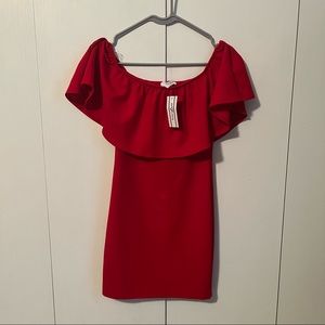 Off the shoulder red dress